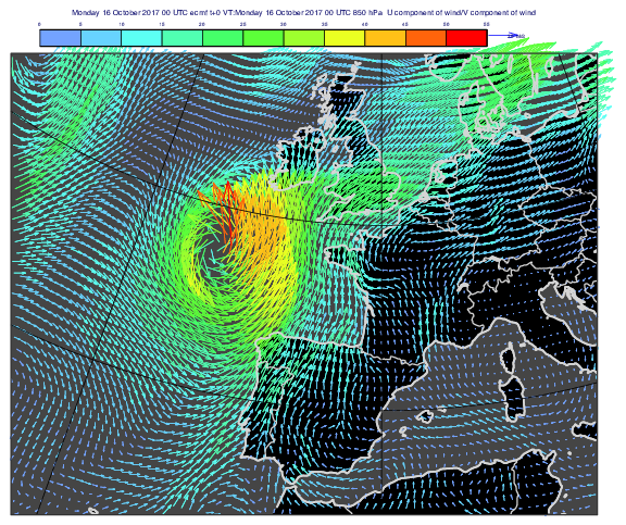 GRIB - Coloured Wind Vectors