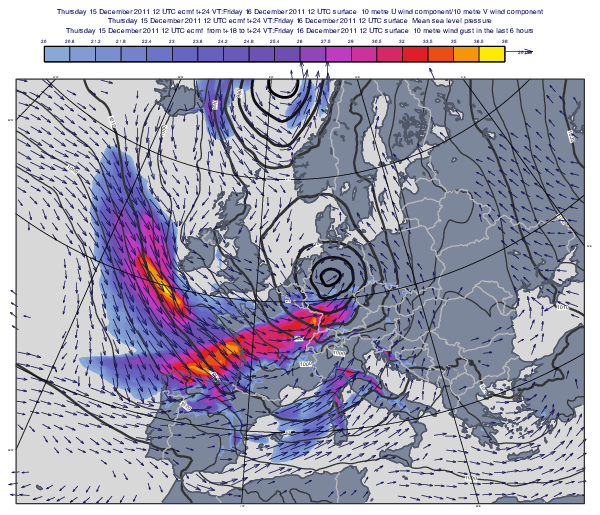 GRIB - Windgust and MSLP with 10m Wind