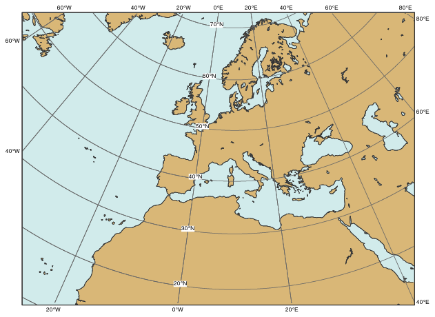 Lambert Projection on Subarea